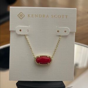 Kendra Scott Gold Necklace with Red Oval Stone